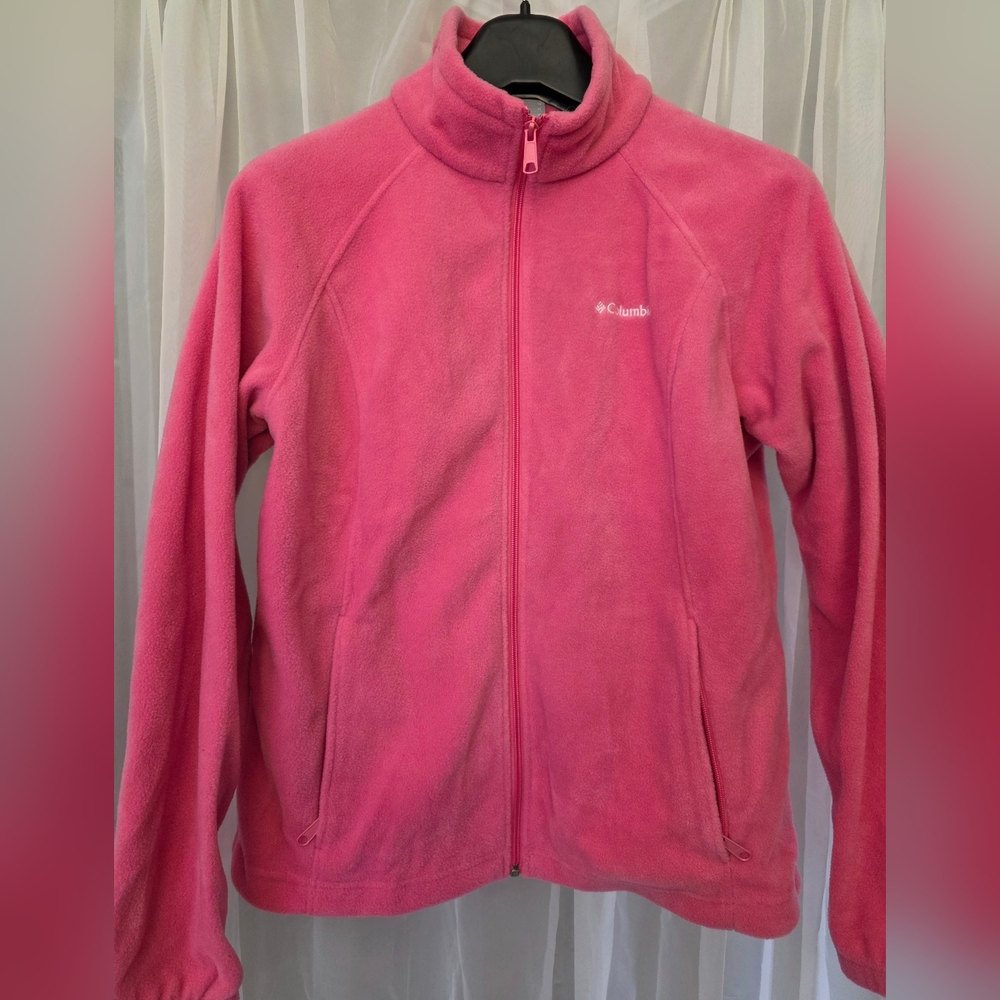 Columbia Pink Fleece Sweatshirt with Stand-Up Collar